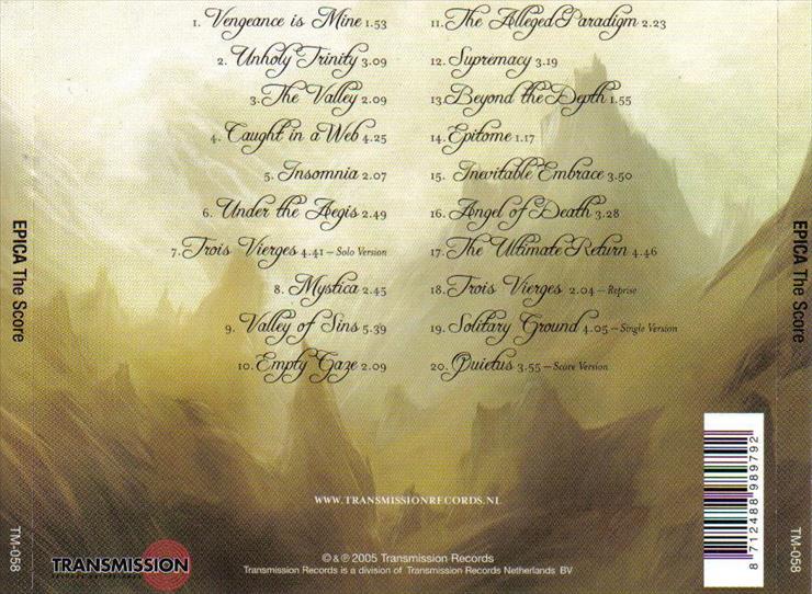 The Score 2005 - Epica - The Score - Back.jpg