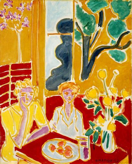 Matisse Henri - Two Girls in a Yellow and Red Interior 1945, oil on canvas.jpg